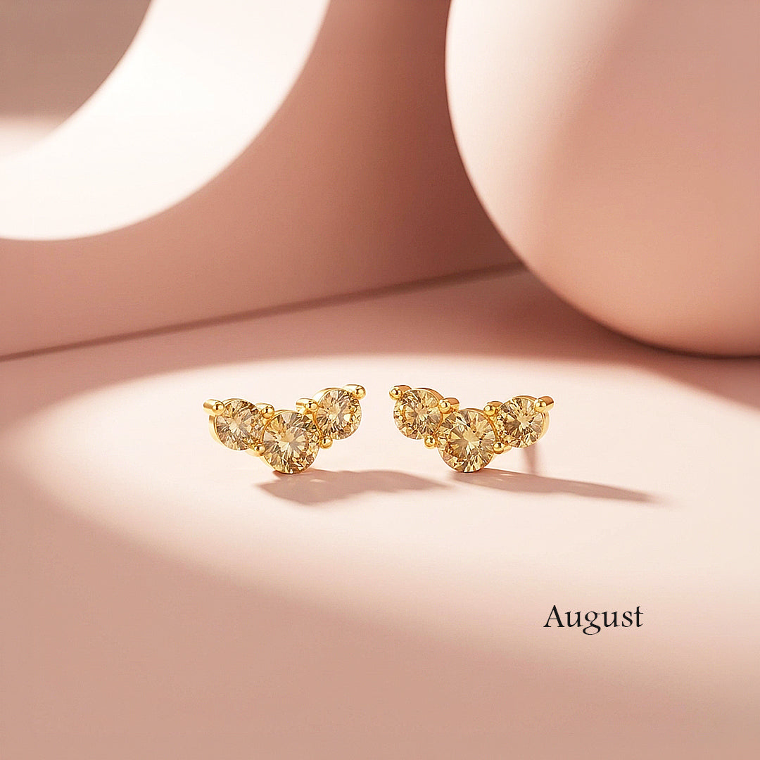Birthstone Trio Crawler Stud Earrings | Gold | Luxe3576