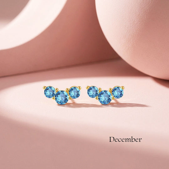 Birthstone Trio Crawler Stud Earrings | Gold | Luxe3576