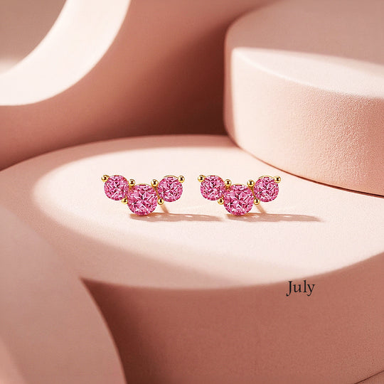 Birthstone Trio Crawler Stud Earrings | Gold | Luxe3576