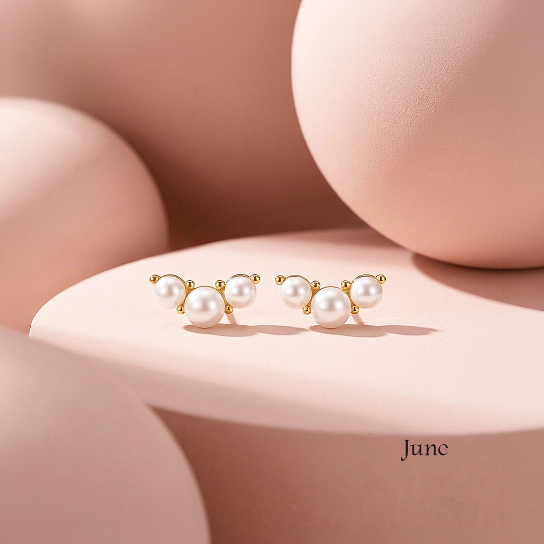 Birthstone Trio Crawler Stud Earrings | Gold | Luxe3576
