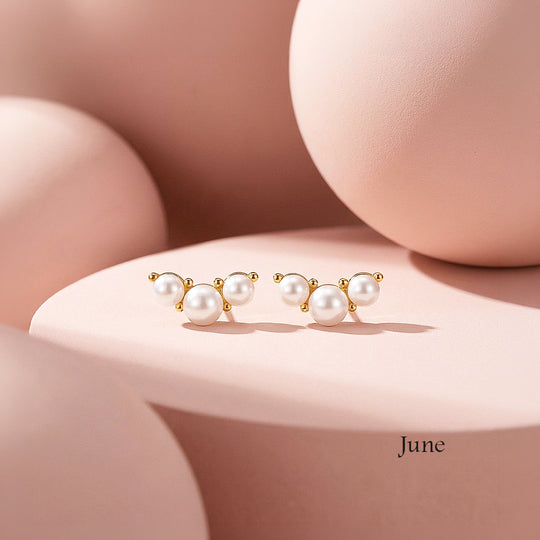 Birthstone Trio Crawler Stud Earrings | Gold | Luxe3576