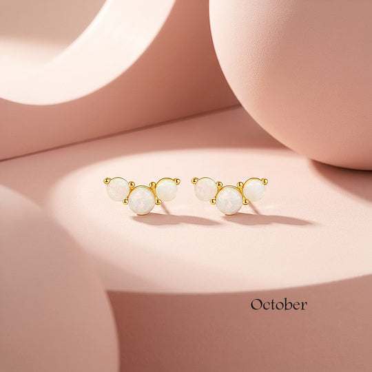Birthstone Trio Crawler Stud Earrings | Gold | Luxe3576