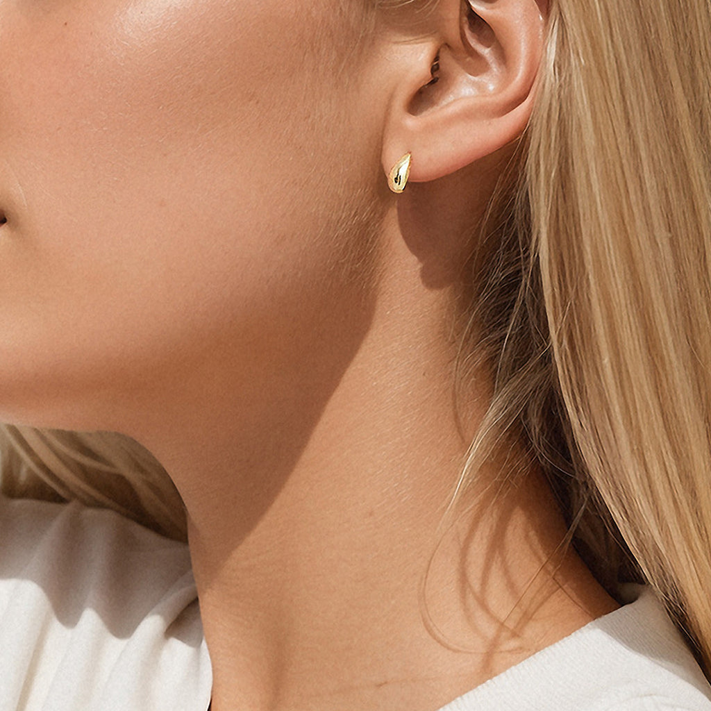 Sculptural Water Drop Stud Earrings | Gold & White Gold | Luxe3578