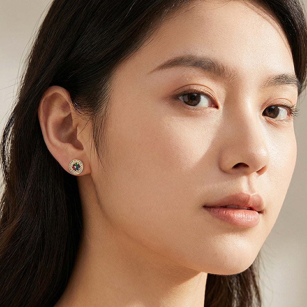 Multicolour Gemstone Halo Stud Earrings | Luxe3587