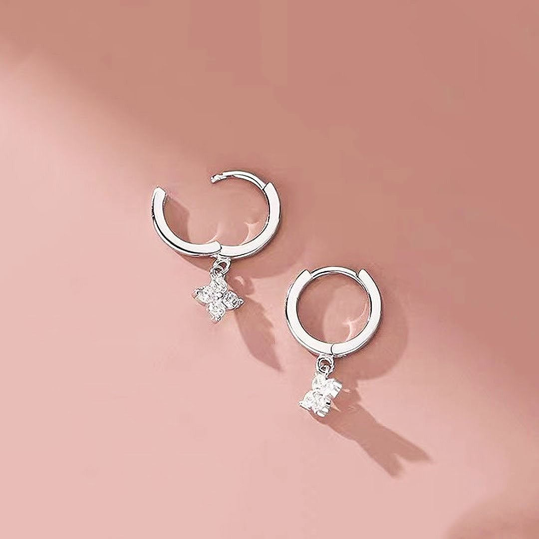 Floral Charm Drop Hoop Earrings | Luxe3593