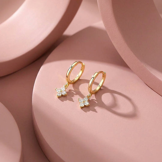 Floral Charm Drop Hoop Earrings | Luxe3593