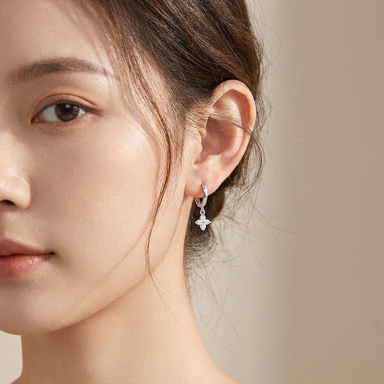 Floral Charm Drop Hoop Earrings | Luxe3593