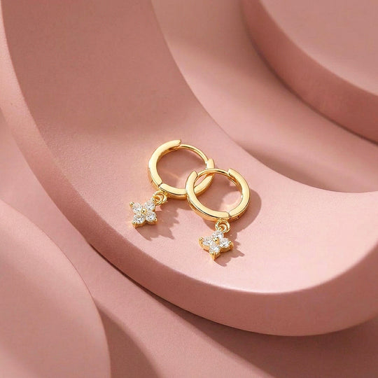 Floral Charm Drop Hoop Earrings | Luxe3593