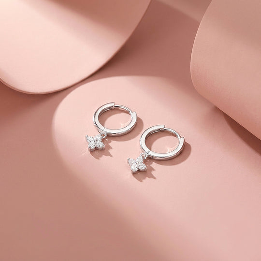 Floral Charm Drop Hoop Earrings | Luxe3593