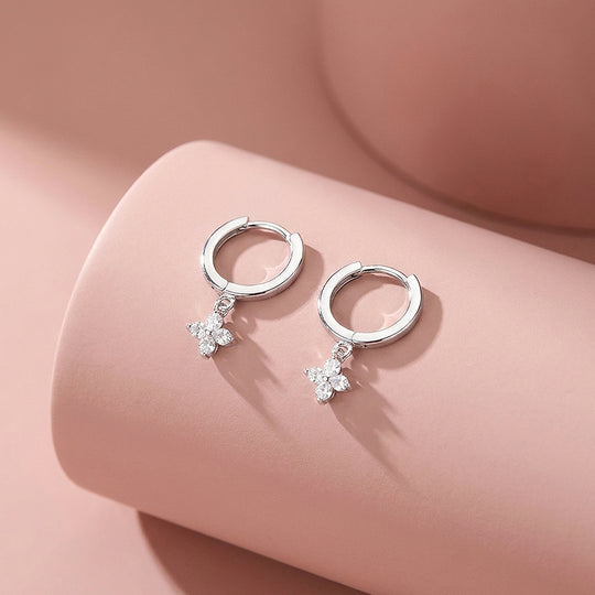 Floral Charm Drop Hoop Earrings | Luxe3593