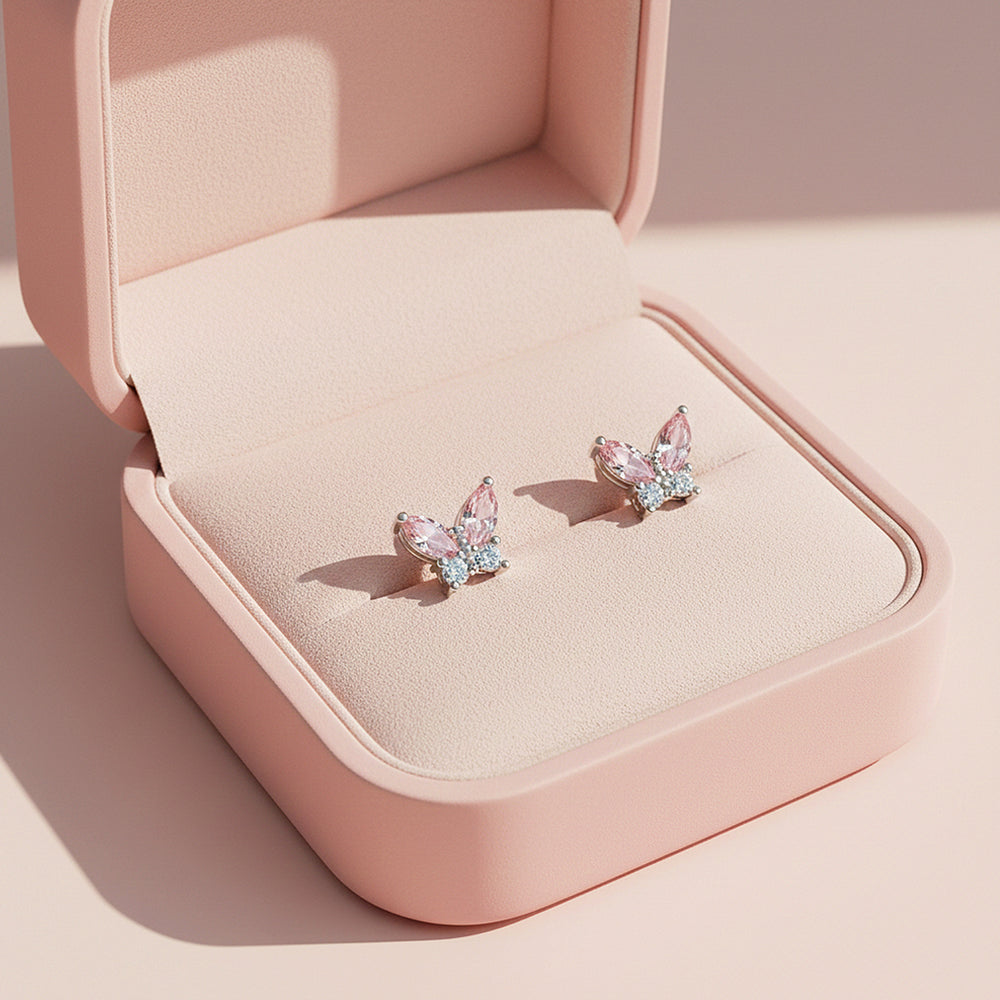 Butterfly Stud Earrings | White Gold | Luxe3653 - Luxe Earrings | Singapore Jewellery, Wedding Rings & Gifts | Same Day Delivery | Tiara.com.sg