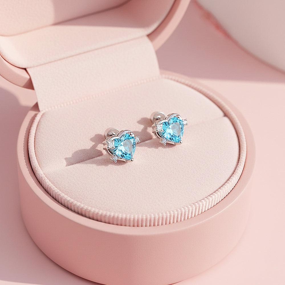 Heart Stud Earrings | White Gold | Luxe3660 - Luxe Earrings | Singapore Jewellery, Wedding Rings & Gifts | Same Day Delivery | Tiara.com.sg