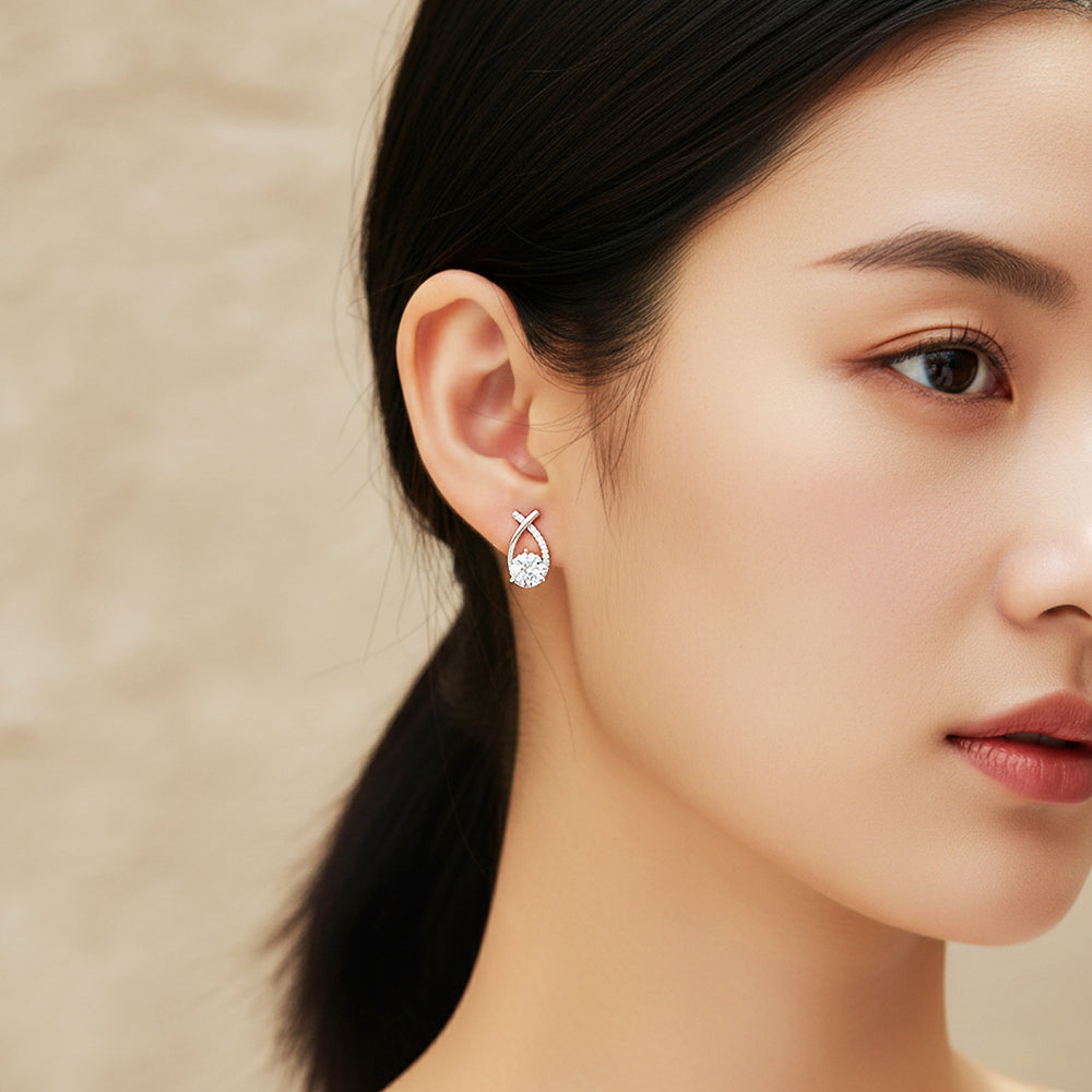 Round Solitaire Earrings | White Gold | Luxe3670 - Luxe Earrings | Singapore Jewellery, Wedding Rings & Gifts | Same Day Delivery | Tiara.com.sg