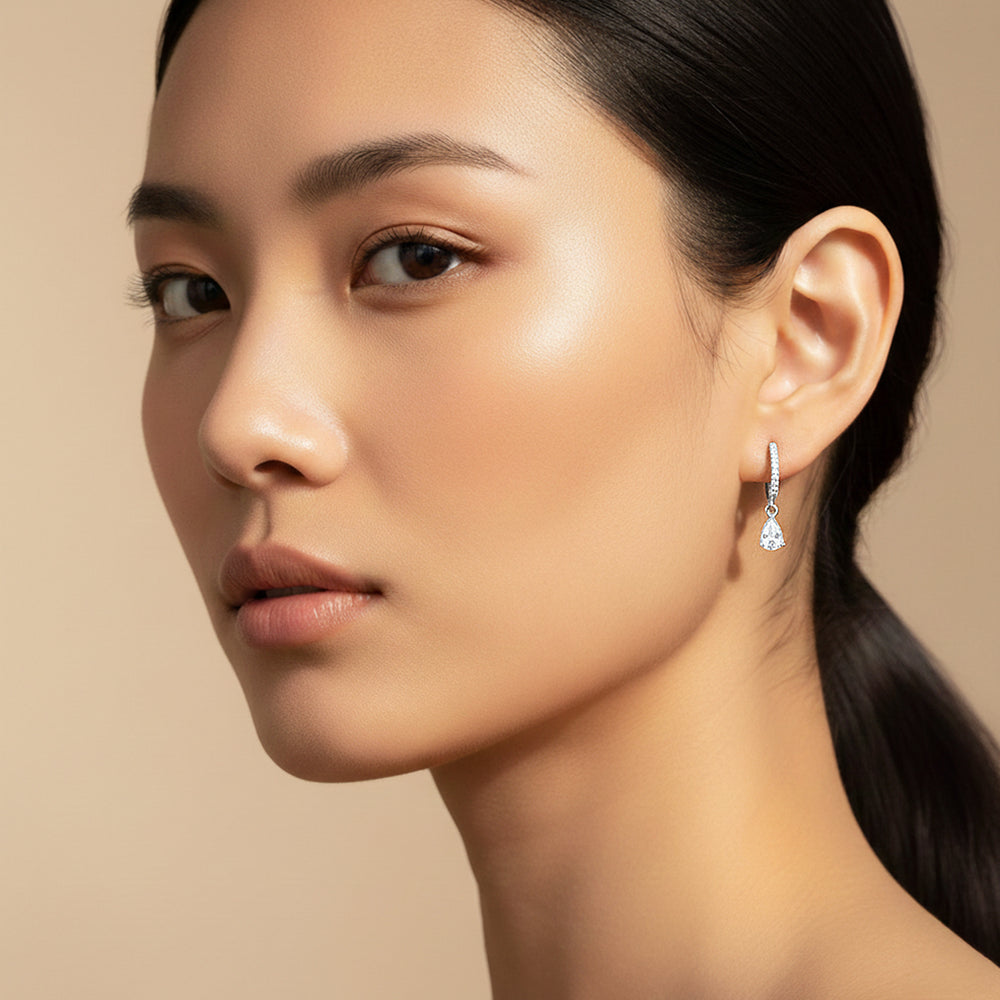 Pear Drop Earrings | Gold & White Gold | Luxe3673 - Luxe Earrings | Singapore Jewellery, Wedding Rings & Gifts | Same Day Delivery | Tiara.com.sg