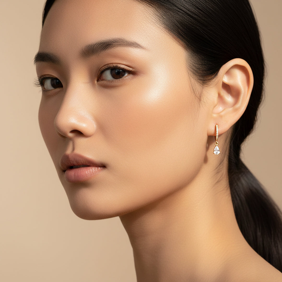 Pear Drop Earrings | Gold & White Gold | Luxe3673 - Luxe Earrings | Singapore Jewellery, Wedding Rings & Gifts | Same Day Delivery | Tiara.com.sg