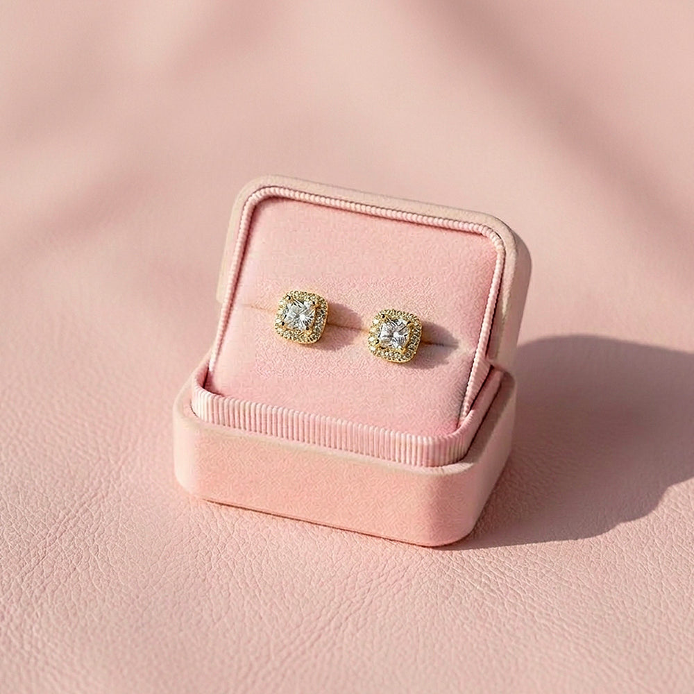 Cushion Halo Stud Earrings | Luxe3674