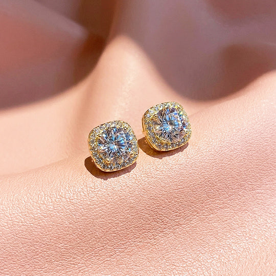 Cushion Halo Stud Earrings | Luxe3674