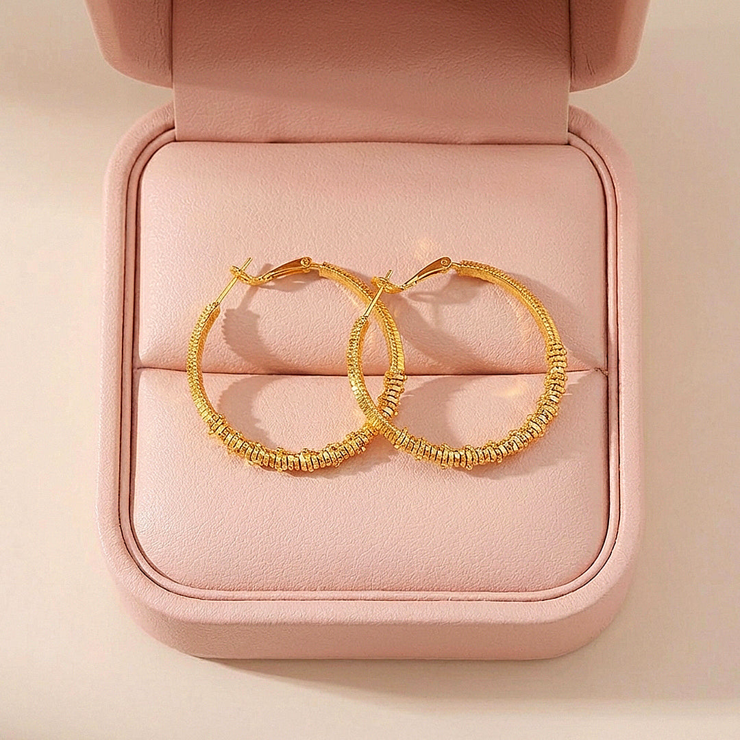 Textured Ripple Hoop Earrings | Luxe3683