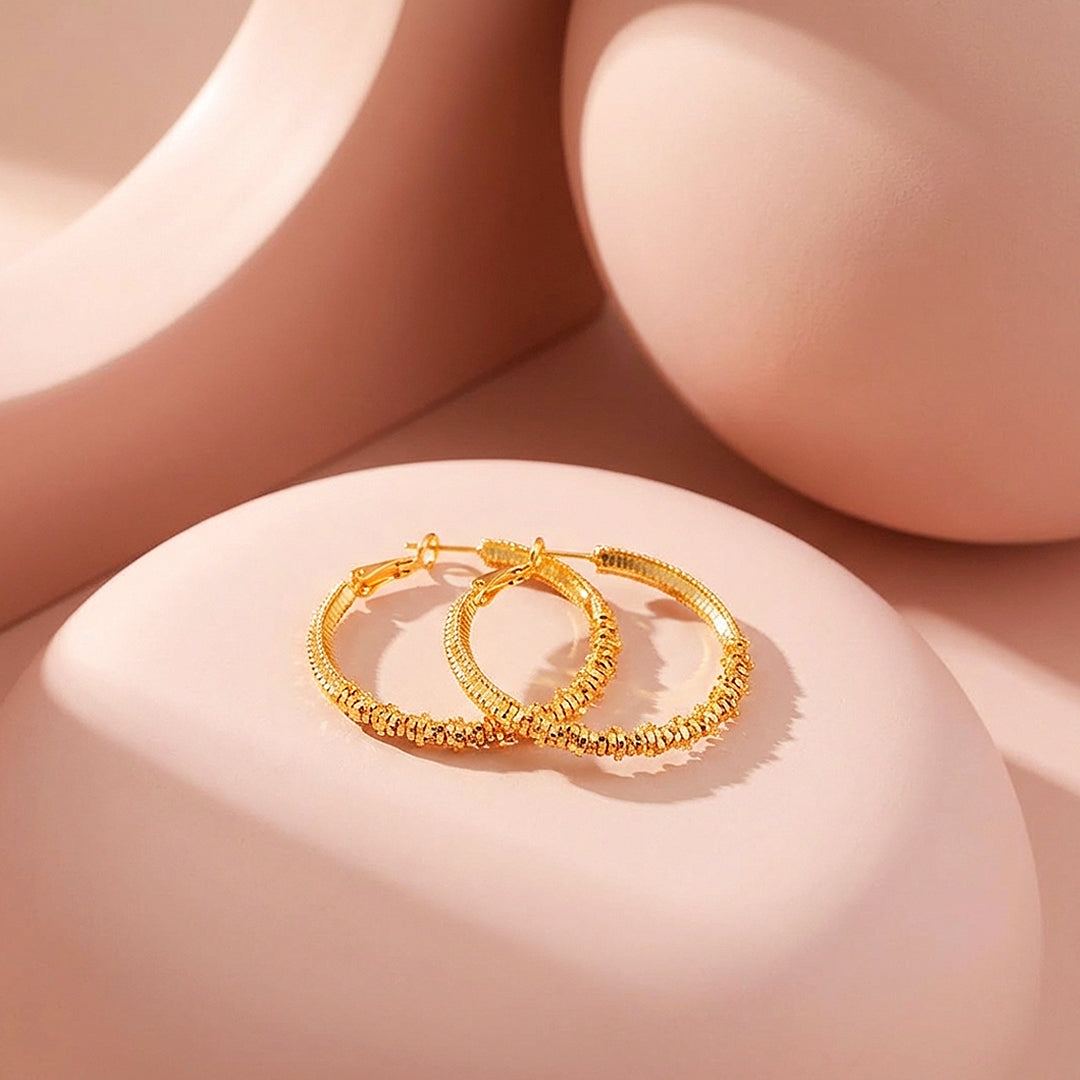 Textured Ripple Hoop Earrings | Luxe3683