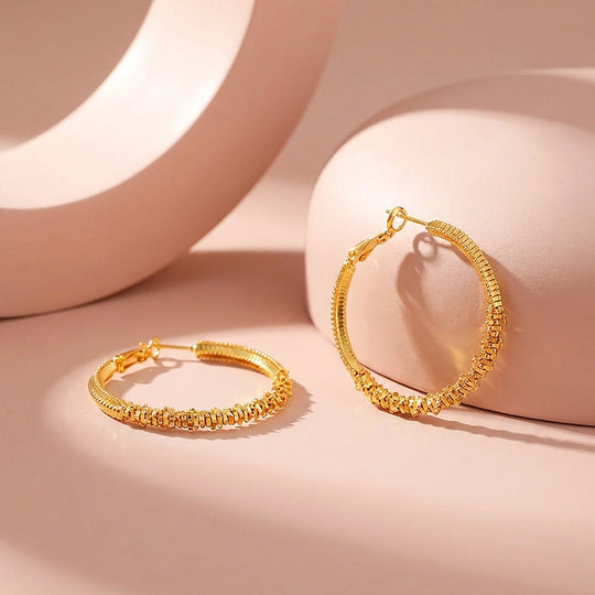Textured Ripple Hoop Earrings | Luxe3683