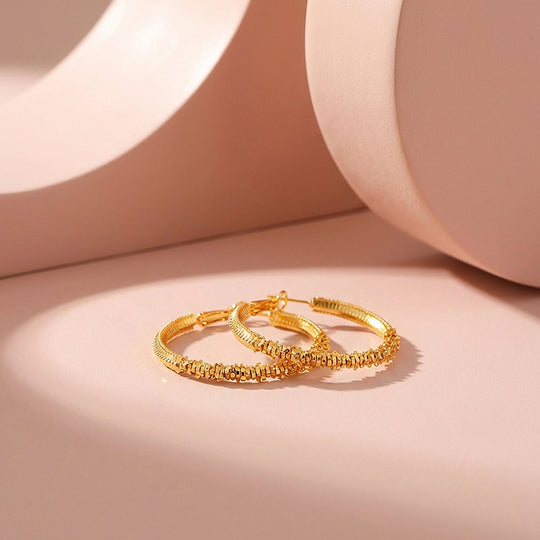 Textured Ripple Hoop Earrings | Luxe3683