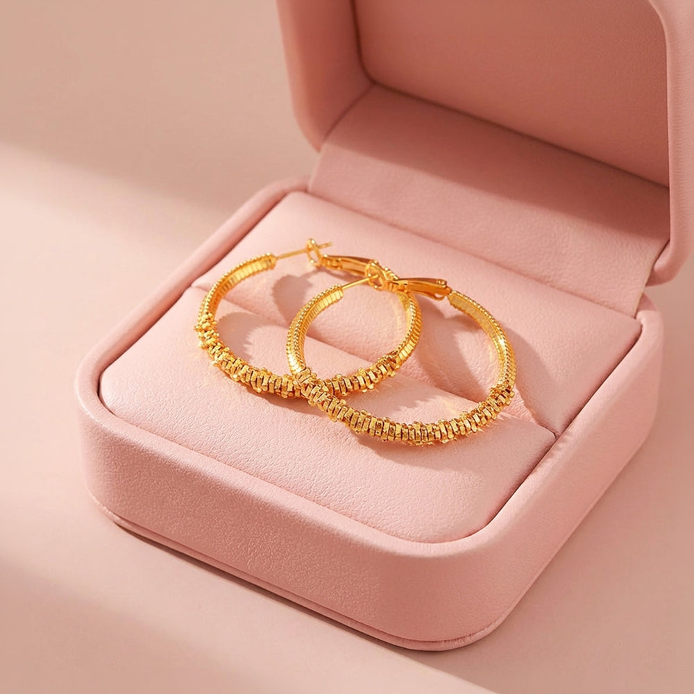 Textured Ripple Hoop Earrings | Luxe3683