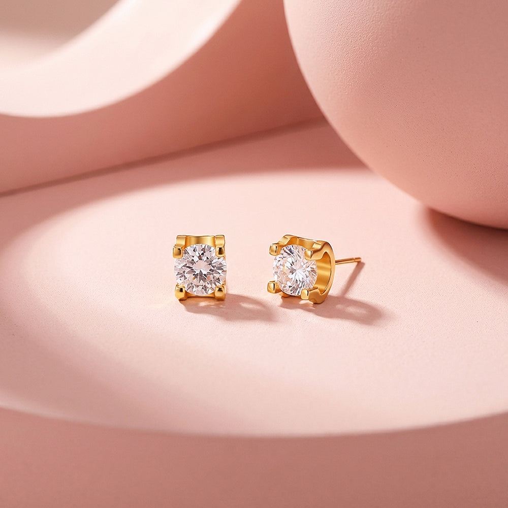 Round Solitaire Stud Earrings | Luxe3685