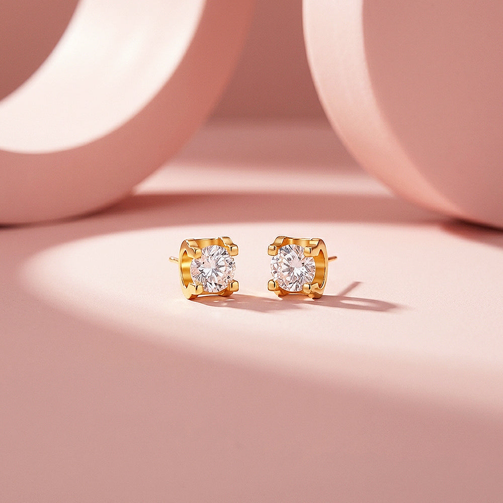 Round Solitaire Stud Earrings | Luxe3685