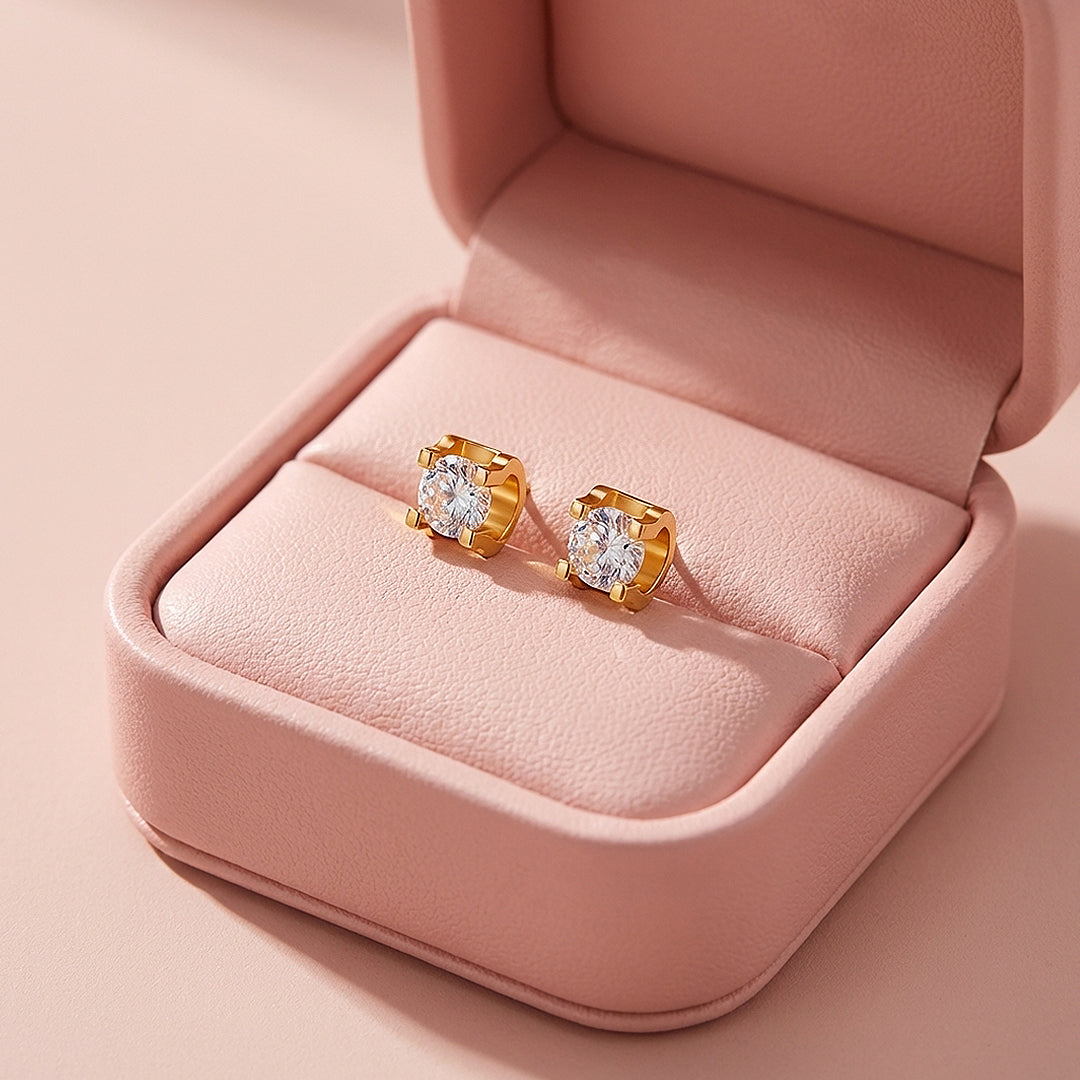 Round Solitaire Stud Earrings | Luxe3685