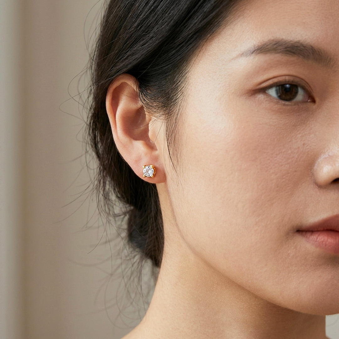 Round Solitaire Stud Earrings | Luxe3685