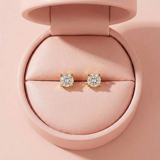 Round Solitaire Stud Earrings | Luxe3685