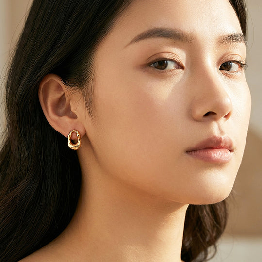 Organic Open Oval Stud Earrings | Luxe3686