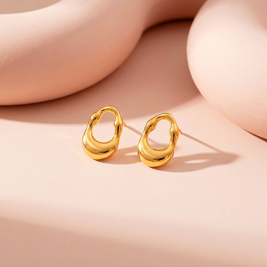 Organic Open Oval Stud Earrings | Luxe3686