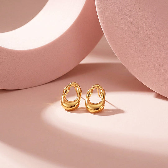Organic Open Oval Stud Earrings | Luxe3686