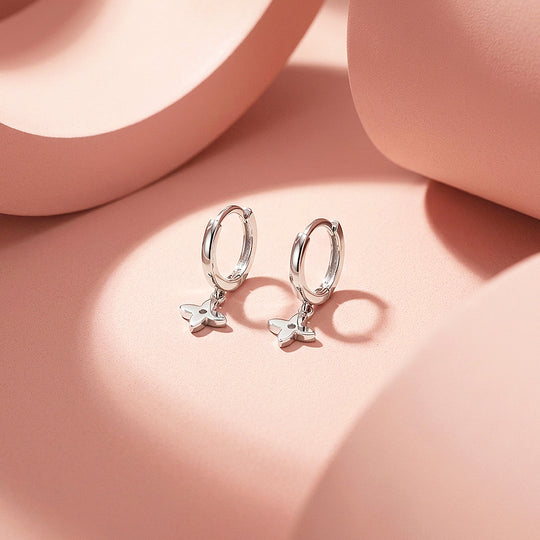 Four-Petal Floral Charm Hoop Earrings | Luxe3688