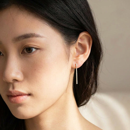 Pavé Linear Drop Earrings | Luxe3691