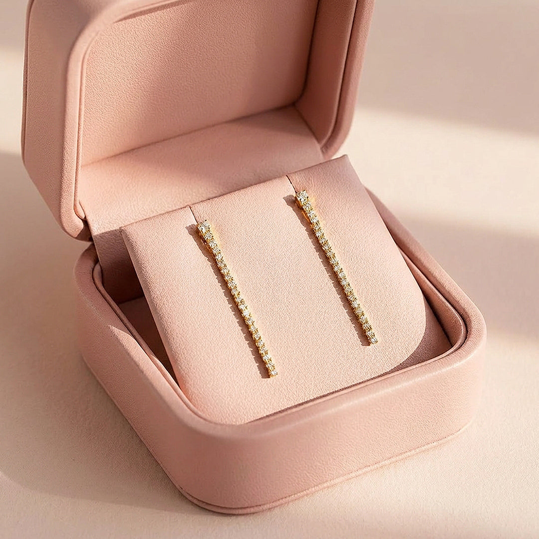 Pavé Linear Drop Earrings | Luxe3691