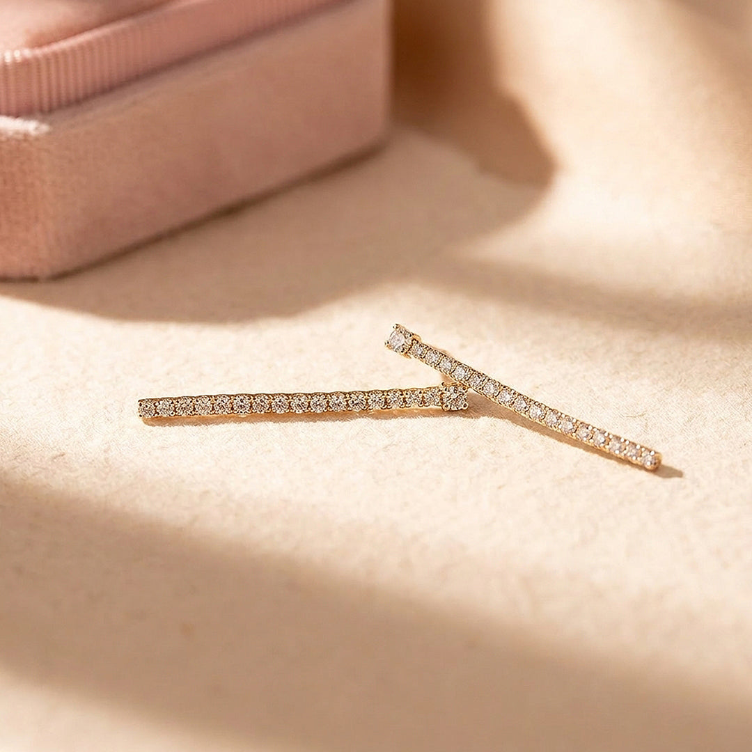 Pavé Linear Drop Earrings | Luxe3691