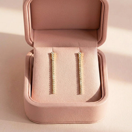 Pavé Linear Drop Earrings | Luxe3691