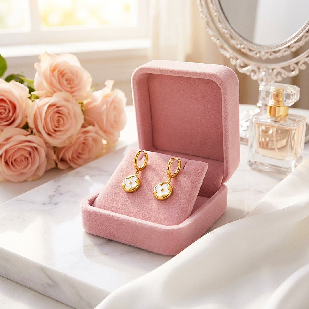 Clover Medallion Drop Hoop Earrings | Luxe3694