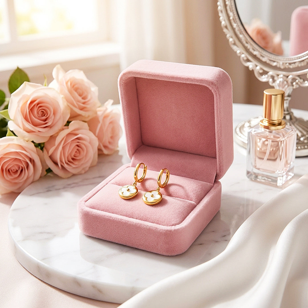 Clover Medallion Drop Hoop Earrings | Luxe3694