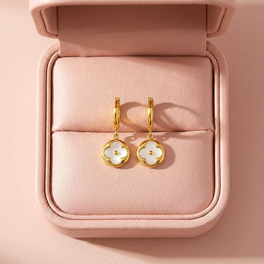 Clover Medallion Drop Hoop Earrings | Luxe3694
