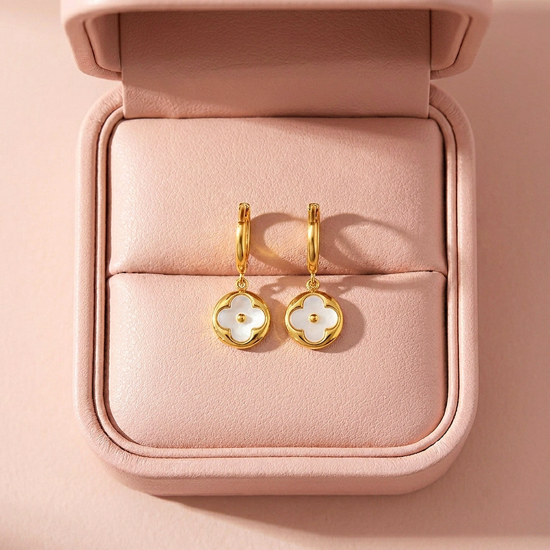 Clover Medallion Drop Hoop Earrings | Luxe3694