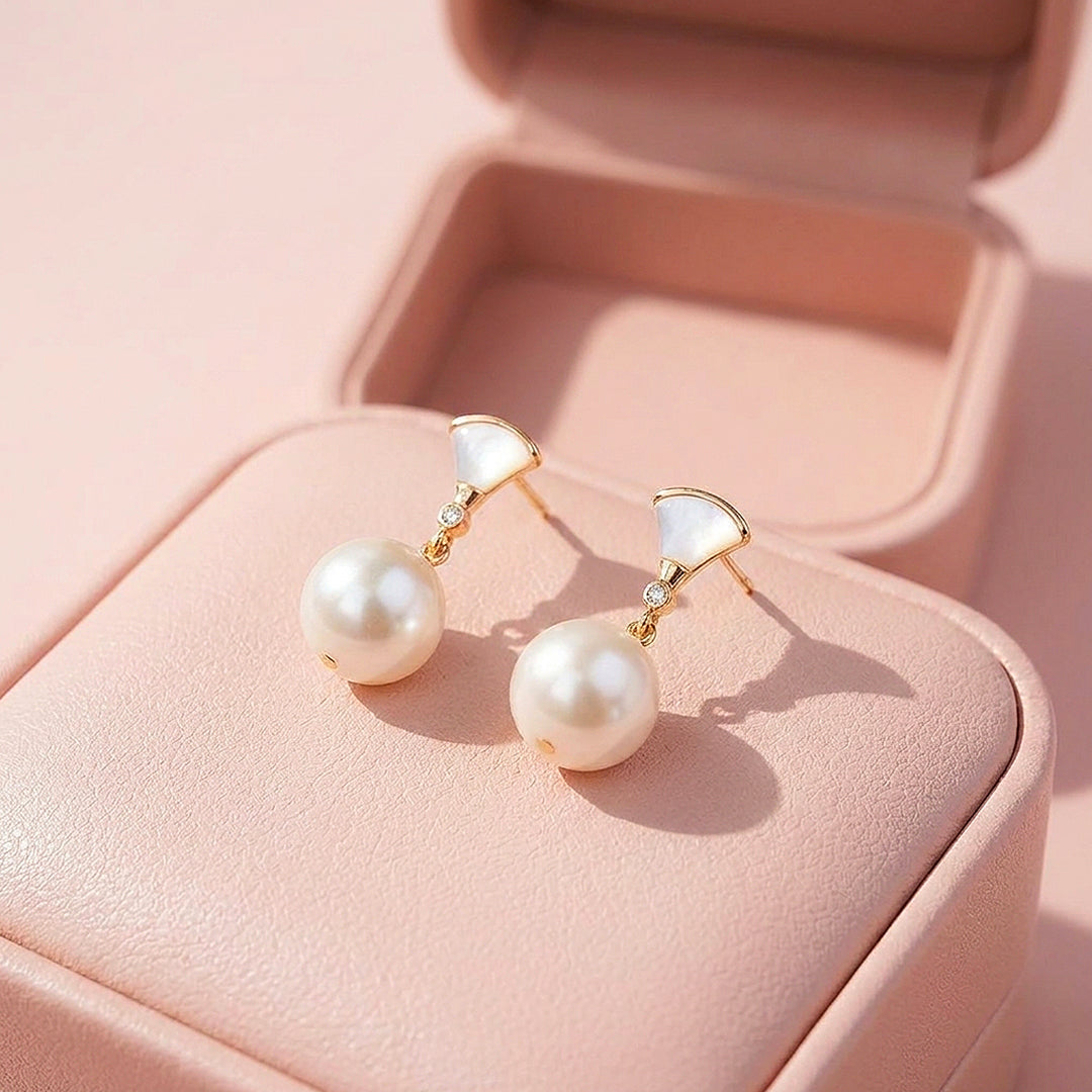 Fan &amp; Pearl Drop Earrings | Luxe3696