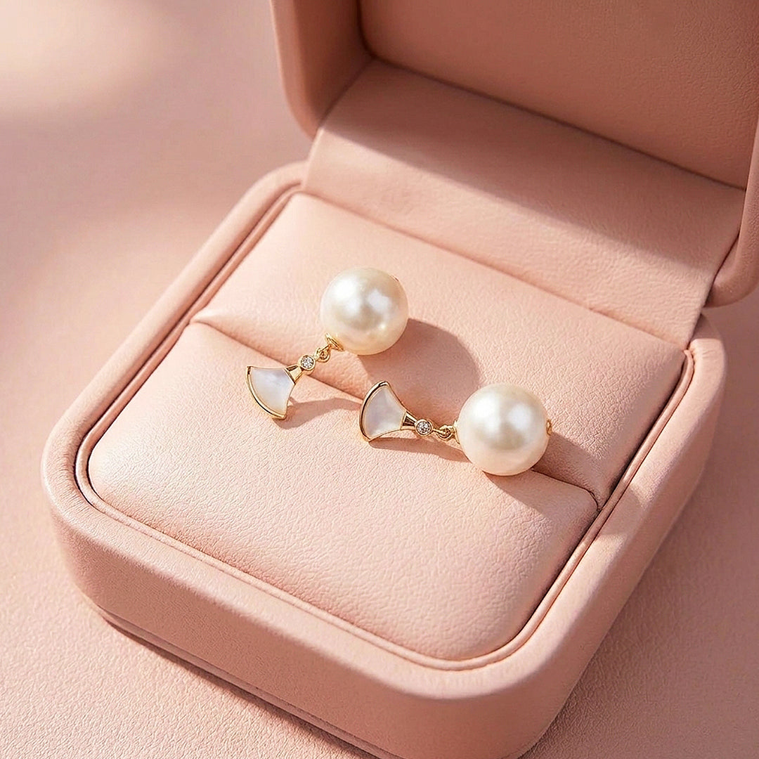 Fan &amp; Pearl Drop Earrings | Luxe3696