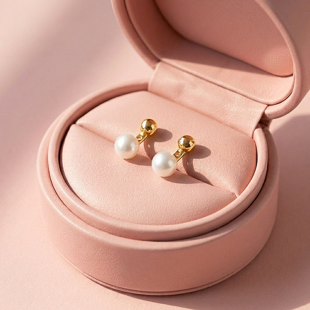 Ball &amp; Pearl Drop Stud Earrings | Luxe3697