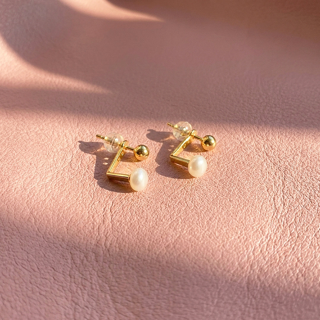 Ball &amp; Pearl Drop Stud Earrings | Luxe3697