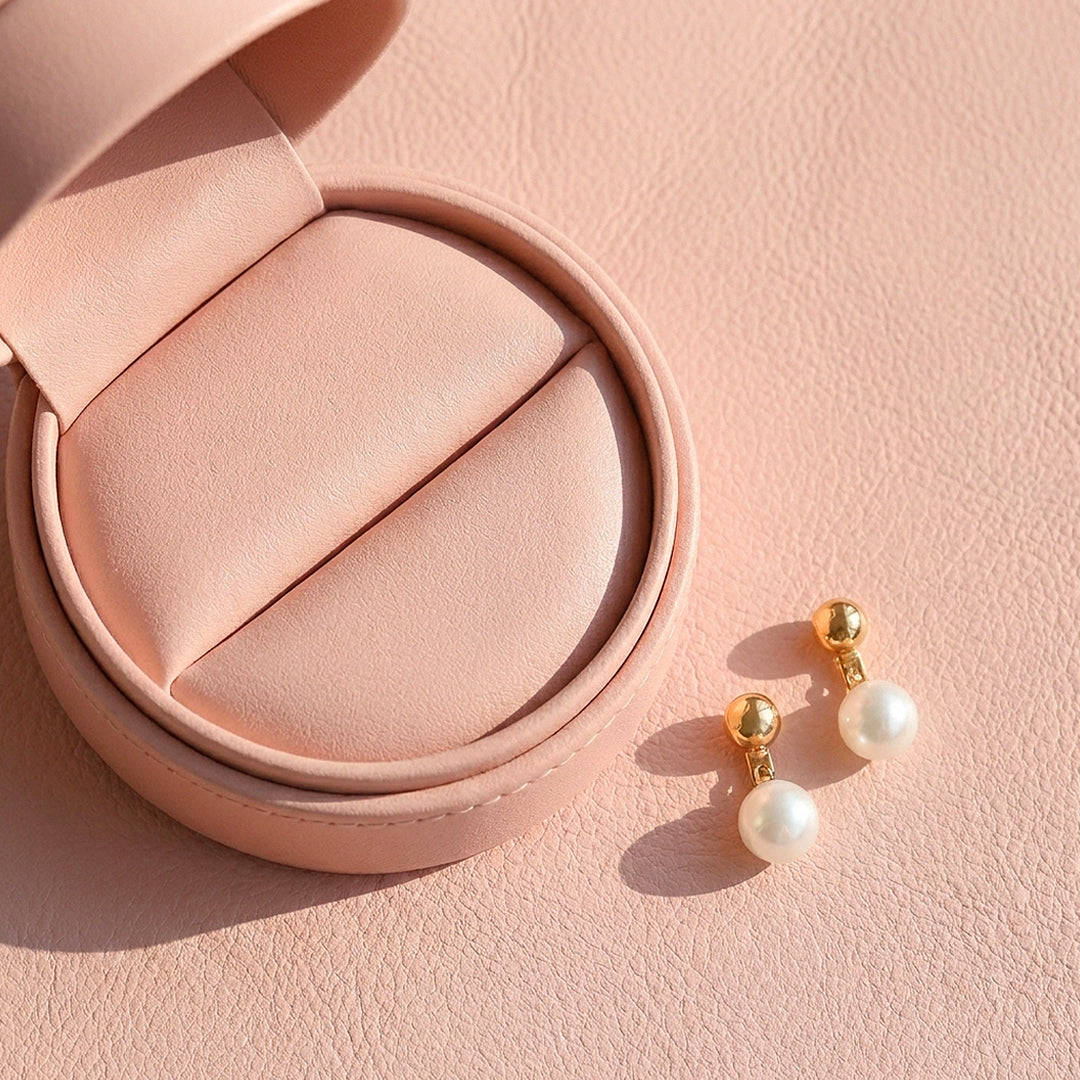 Ball &amp; Pearl Drop Stud Earrings | Luxe3697