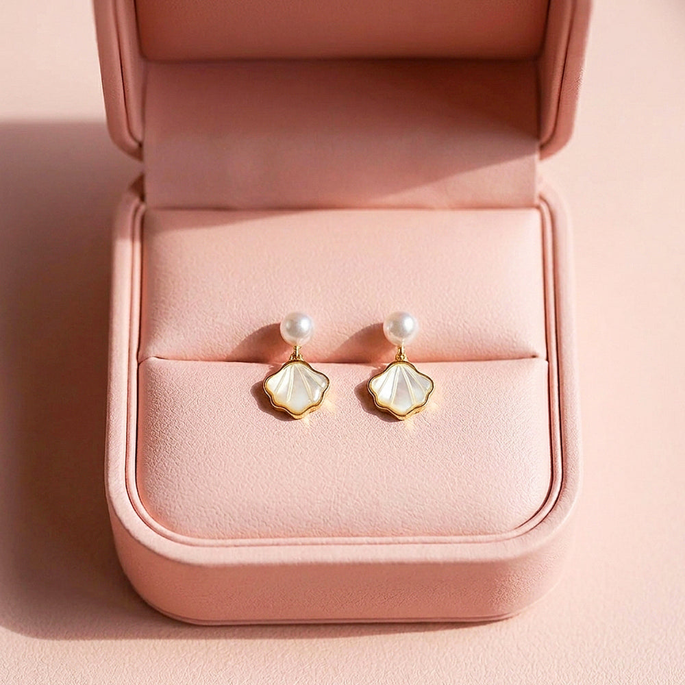 Pearl & Seashell Drop Earrings | Luxe3698