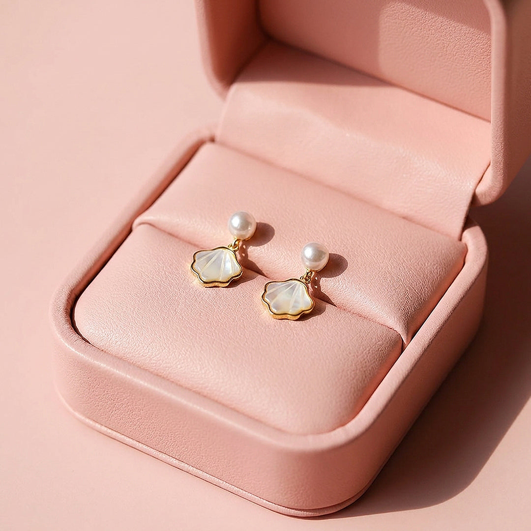 Pearl &amp; Seashell Drop Earrings | Luxe3698